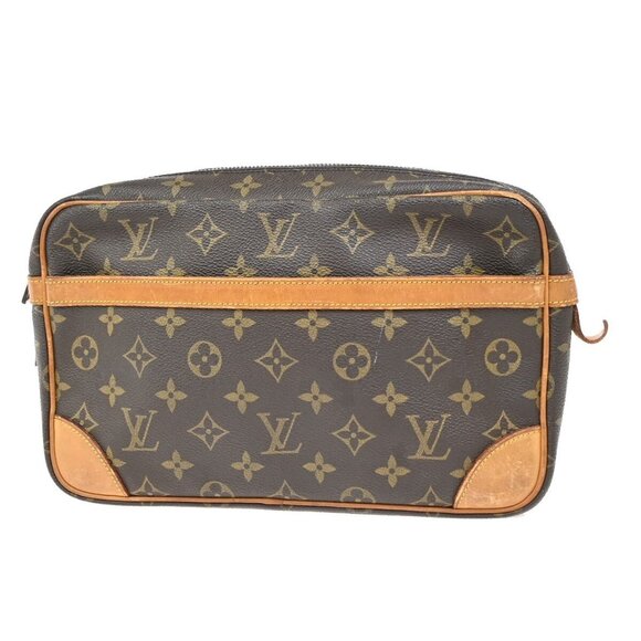 LOUIS VUITTON Compiegne 28 Clutch Bag Monogram Leather Brown - Picture 1 of 5